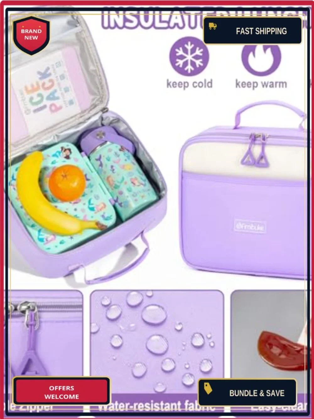 Waterproof School Backpack Set for Girls with Lunch Bag and Pencil Case,